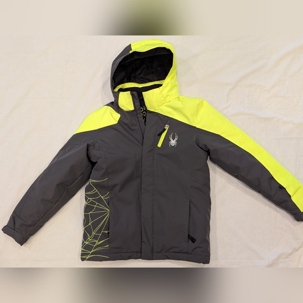 Spyder Kids Puffer Jacket in Gray and Neon Yellow ( Sz 18)